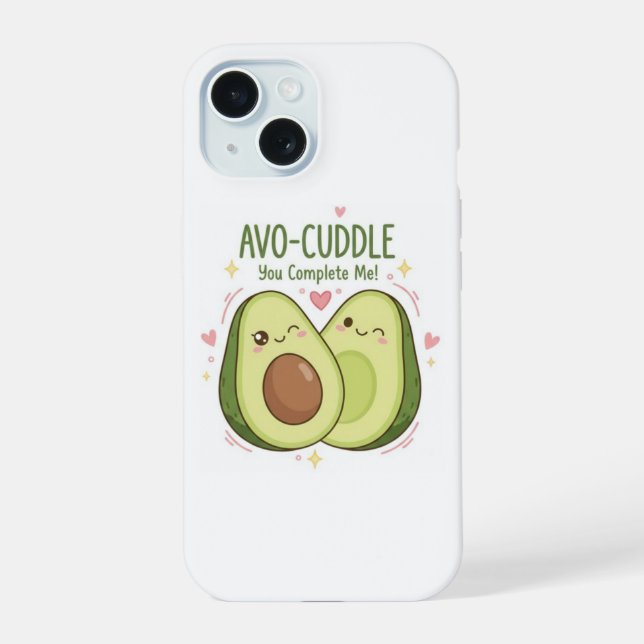 Coque iPhone 15 Mignon Vous Me Complétez Couple Avocat Kawaii (Verso)