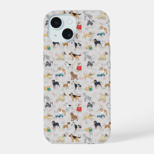 Coque iPhone 15 Mignons Chiens Motif Design Blanc