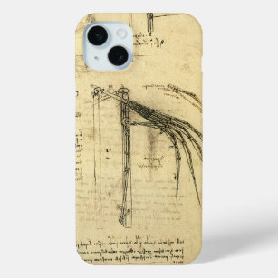 Coque iPhone 15 Mini L'aile de Léonard de Vinci sur la machine volante 