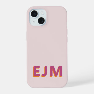 Coque iPhone 15 Minimaliste Moderne Monogramme Initiale Rose