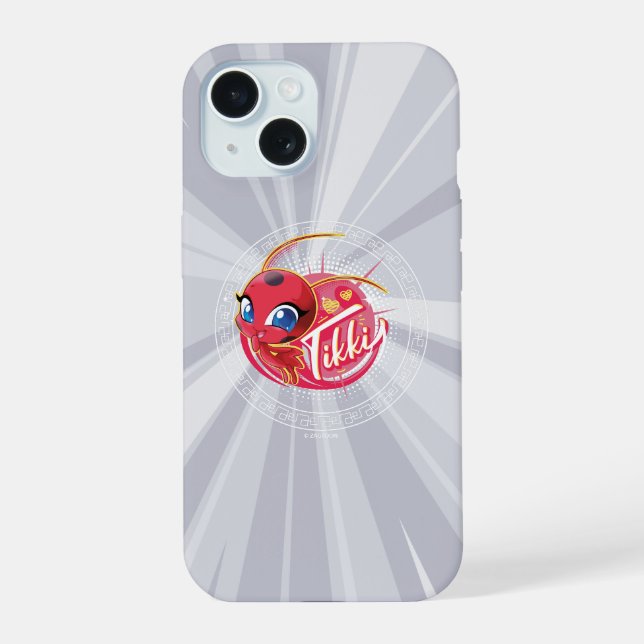 Coque iPhone 15 Miraculous Kwami Tikki (Verso)