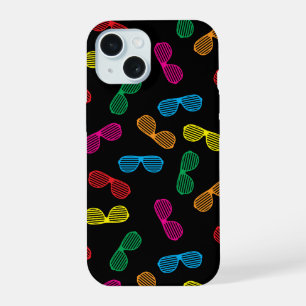 Coque iPhone 15 Modèle de lunettes de soleil classiques néon