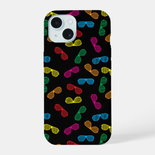 Coque iPhone 15 Modèle de lunettes de soleil classiques néon