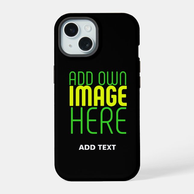 COQUE iPhone 15 MODELE DE TEXTE D'IMAGE NOIRE SIMPLE ET MODIFIABLE (Verso)