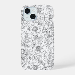 Coque iPhone 15 Modèle floral de pivoine vintage