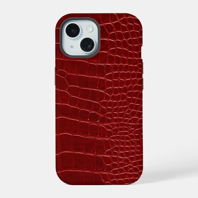 Coque iPhone 15 Modern Red Crocodile (Verso)