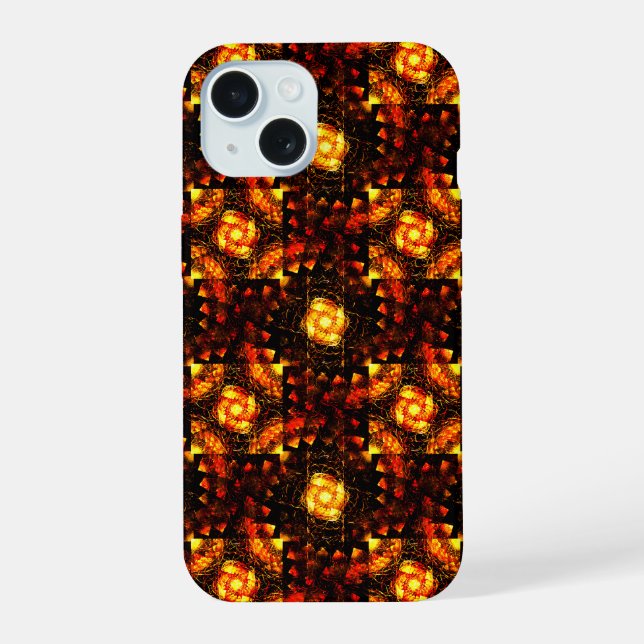 Coque iPhone 15 Moderne Bohème Élégant Motif D'art Abstrait Doré # (Verso)