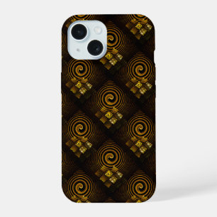 Coque iPhone 15 Moderne Bohème Élégant Motif d'Art Abstrait Doré #