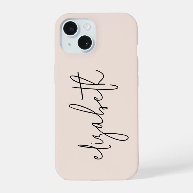 Coque iPhone 15 Moderne Style Script Rose Pâle  (Verso)