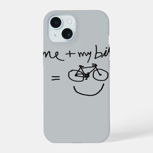 Coque iPhone 15 moi & mon vélo = bonheur (Verso)