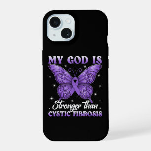 Coque iPhone 15 Mon Dieu est plus fort que la mucoviscidose