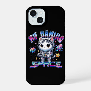 COQUE iPhone 15 MON ESPACE DE JEU - CHAT ESPACE KAWAII