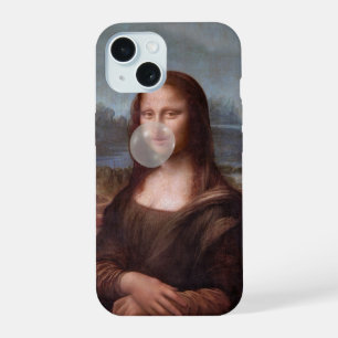 Coque iPhone 15 Mona Lisa souffle de bulle grise gomme