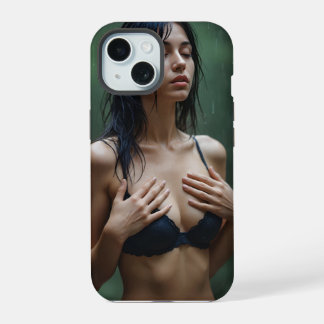 Coque iPhone 15 Monica sous la pluie