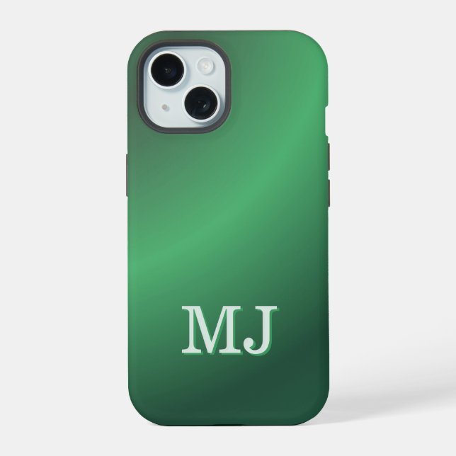 Coque iPhone 15 Monogram Modern Green Holiday (Verso)