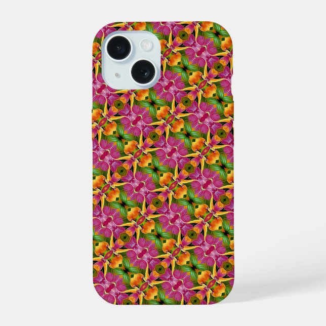 Coque iPhone 15 Monogramme de Boho Paradise Tropical Personnalisé (Verso)
