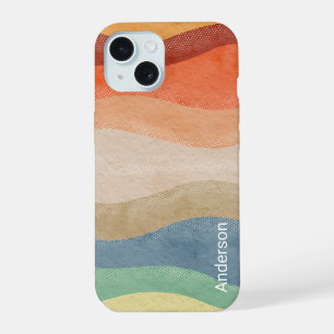 Coque iPhone 15 Monogramme de ligne rétro élégant moderne