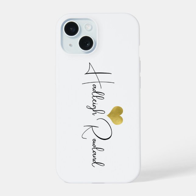 Coque iPhone 15 Monogramme de nom de script manuscrit moderne pers (Verso)