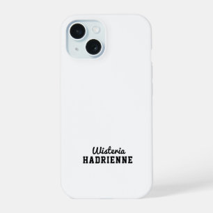 Coque iPhone 15 Monogramme de nom de sport noir et blanc moderne