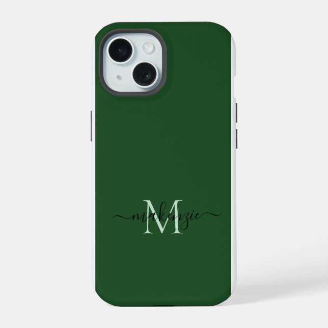 Coque iPhone 15 Monogramme de script féminin élégant (Verso)
