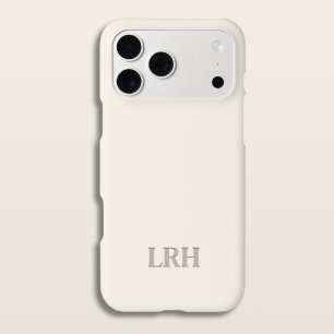 Coque iPhone 15 Monogramme Initial Minimaliste Classique en Ivoire