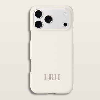 Coque iPhone 15 Monogramme Initial Minimaliste Classique en Ivoire