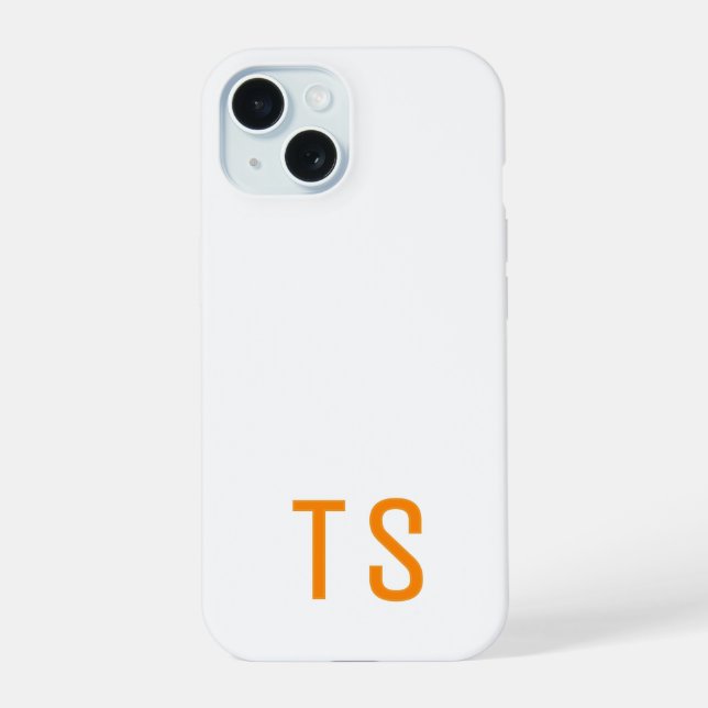 Coque iPhone 15 Monogramme Initiales Minimal Moderne Orange Élégan (Verso)