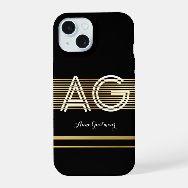 Coque iPhone 15 monogramme moderne (Verso)