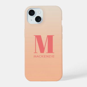 Coque iPhone 15 Monogramme moderne Nom initial Turquoise Aqua Grad