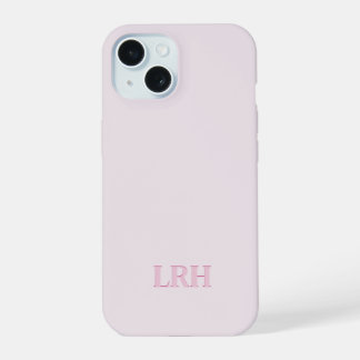 Coque iPhone 15 Monogramme Personnalisé Rose Initiales En Couche M