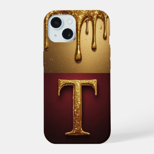 Coque iPhone 15 💎 Monogramme T de luxe pailleté Twilight qui dégo