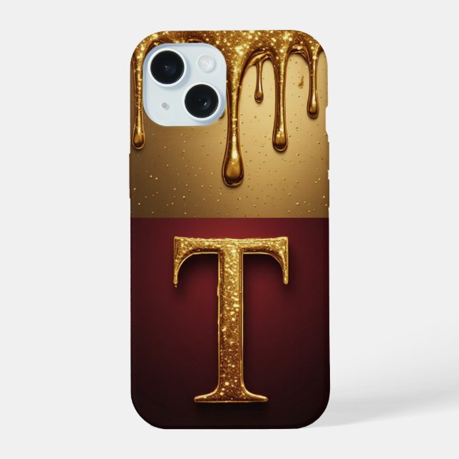 Coque iPhone 15 💎 Monogramme T de luxe pailleté Twilight qui dégo (Verso)