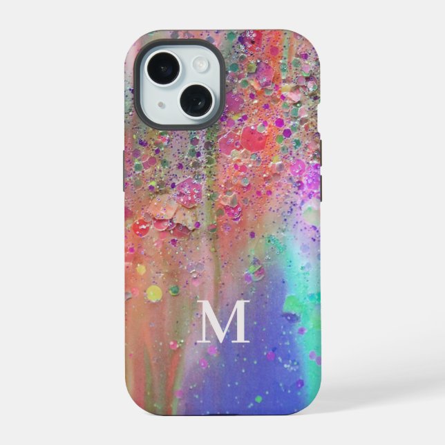 Coque iPhone 15 Monogramme Tendance Abstrait Acrylique (Verso)