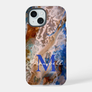 Coque iPhone 15 Monographie du motif de plage d'eau amusante