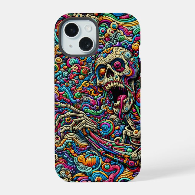 Coque iPhone 15 Monstre Abstrait coloré (Verso)