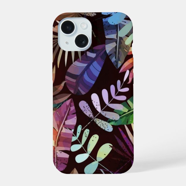 Coque iPhone 15 Moody Tropical Foliage Pattern Phone Case  (Verso)