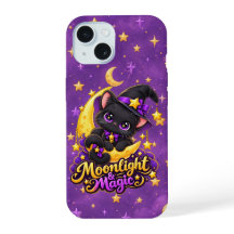 Moonlight Magic Black Cat Witch Phone Case