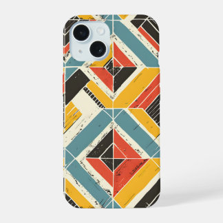 Coque iPhone 15 Mosaïque Chevron Rustique