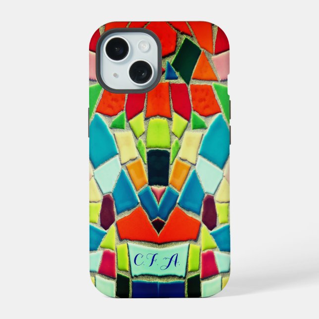 Coque iPhone 15 Mosaïque colorée (Verso)