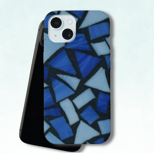 Coque iPhone 15 Mosaïque en verre bleu Faux