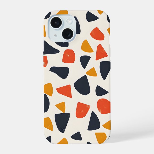 Coque iPhone 15 Mosaïque Galet Rétro (Verso)