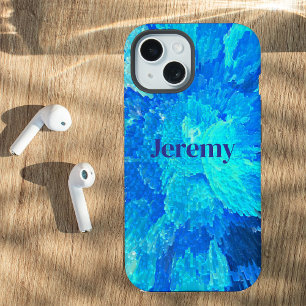Coque iPhone 15 Mosaïque turquoise abstraite moderne