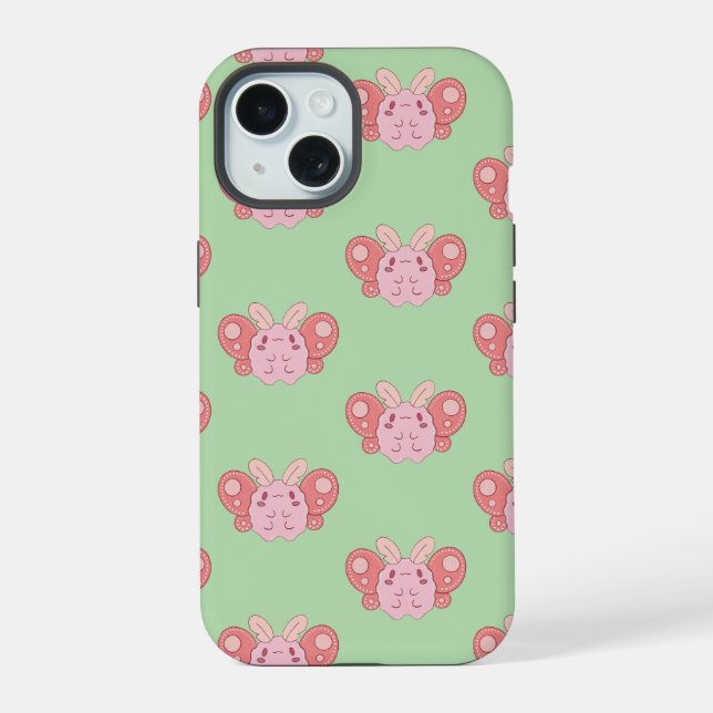 Coque iPhone 15 Moth Pêche guimauve (Verso)