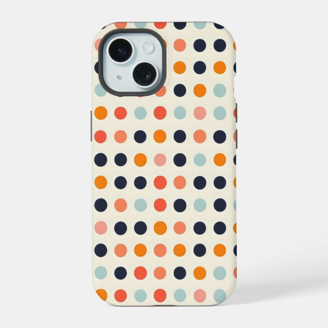 Coque iPhone 15 Motif à points rétro (Verso)