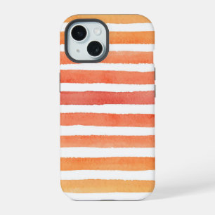 Coque iPhone 15 Motif à rayures aquarelle ensoleillé