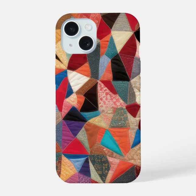 Coque iPhone 15 Motif Abstrait Crazy Quilt (Verso)