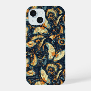 Coque iPhone 15 Motif Abstrait Fleurs et Papillons