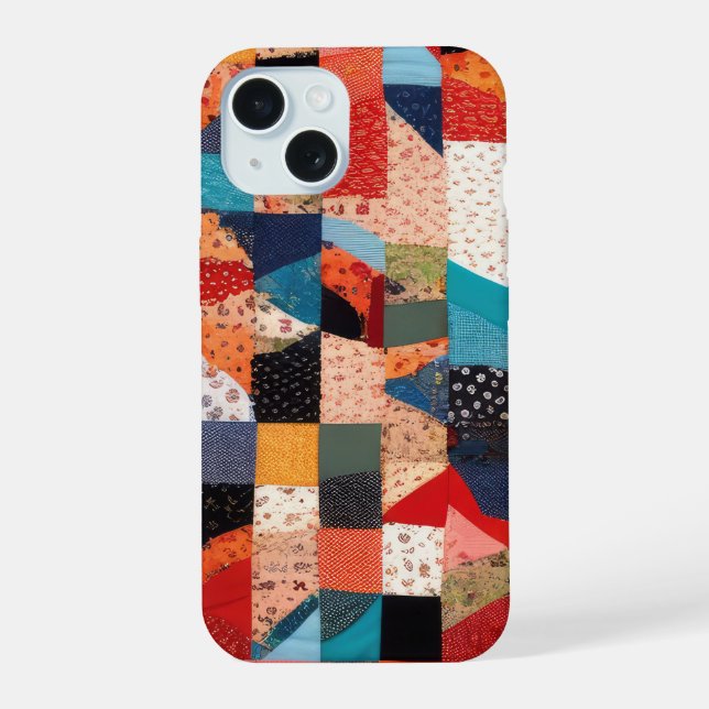 Coque iPhone 15 Motif Abstrait Patchwork Quilt (Verso)