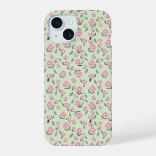Coque iPhone 15 Motif aquarelle de rose rose sans couture