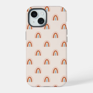 Coque iPhone 15 Motif arc-en-ciel doodle doux